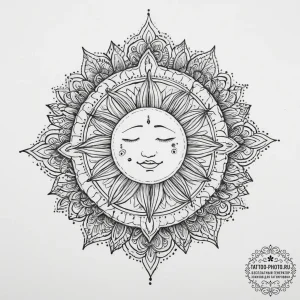 Tattoo sketch sun, tattoo line art, on a clea... - эскиз тату (№1756347382_0, 28.08.2025 02:16) — tattoo-photo.ru