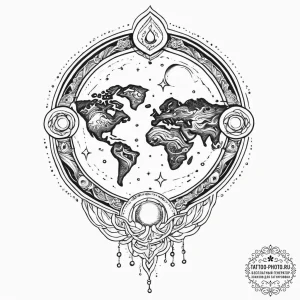 Tattoo sketch cosmic earth, tattoo sketch des... - эскиз тату (№1756348584_0, 28.08.2025 02:36) — tattoo-photo.ru