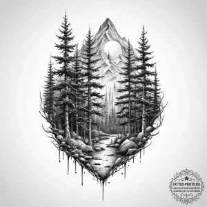 Tattoo sketch forest - эскиз тату (№1756348977_0, 28.08.2025 02:42) — tattoo-photo.ru