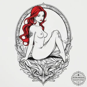 Tattoo sketch mermaid sitting, tattoo drawing... - эскиз тату (№1756351174_0, 28.08.2025 03:19) — tattoo-photo.ru