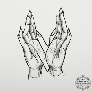 Tattoo sketch hands with a letter, tattoo dra... - эскиз тату (№1756351570_0, 28.08.2025 03:26) — tattoo-photo.ru