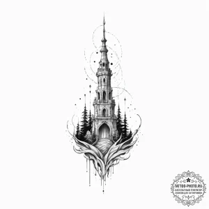 Tattoo sketch spire, tattoo sketch design, ro... - эскиз тату (№1756352570_0, 28.08.2025 03:42) — tattoo-photo.ru