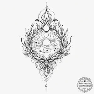 Tattoo sketch cosmic root, tattoo sketch desi... - эскиз тату (№1756353567_0, 28.08.2025 03:59) — tattoo-photo.ru