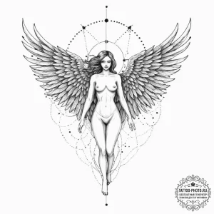 Tattoo sketch dark angel, tattoo line art, cl... - эскиз тату (№1756358531_0, 28.08.2025 05:22) — tattoo-photo.ru