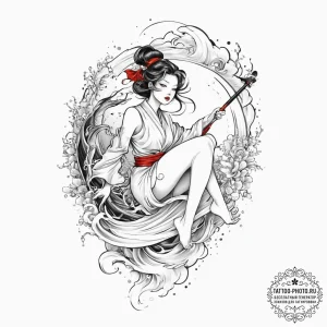 Tattoo sketch witch on a broomstick, concept... - эскиз тату (№1756361927_0, 28.08.2025 06:18) — tattoo-photo.ru