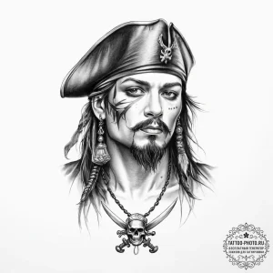 Tattoo sketch soldier with a pirate - эскиз тату (№1756364504_0, 28.08.2025 07:01) — tattoo-photo.ru
