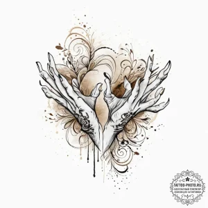 Tattoo sketch hands with a scroll, ink illust... - эскиз тату (№1756364704_0, 28.08.2025 07:05) — tattoo-photo.ru