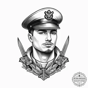 Tattoo sketch soldier with a needle, ink illu... - эскиз тату (№1756366489_0, 28.08.2025 07:34) — tattoo-photo.ru