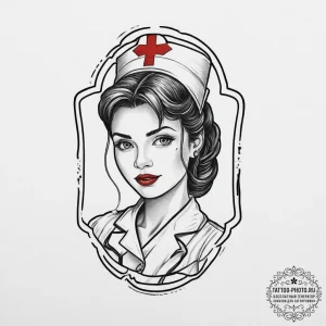 Tattoo sketch nurse bandage, concept art for... - эскиз тату (№1756372076_0, 28.08.2025 09:07) — tattoo-photo.ru