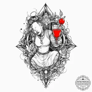 Tattoo sketch bartender a person with a glass... - эскиз тату (№1756375044_0, 28.08.2025 09:57) — tattoo-photo.ru