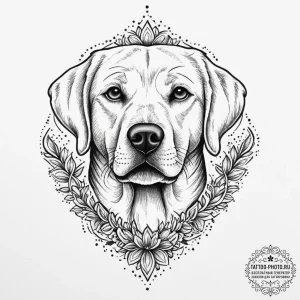 Tattoo sketch labrador, concept art for tatto... - эскиз тату (№1756377237_0, 28.08.2025 10:33) — tattoo-photo.ru