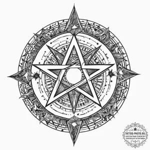 Tattoo sketch pentagram in a circle, concept... - эскиз тату (№1756379029_0, 28.08.2025 11:03) — tattoo-photo.ru