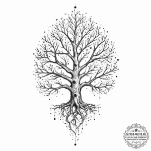 Tattoo sketch cosmic root - эскиз тату (№1756381621_0, 28.08.2025 11:47) — tattoo-photo.ru