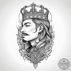 Tattoo sketch soldier with a king, artistic t... - эскиз тату (№1756392896_0, 28.08.2025 14:54) — tattoo-photo.ru