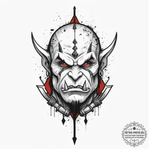 Tattoo sketch orc with a spear, tattoo flash... - эскиз тату (№1756393885_0, 28.08.2025 15:11) — tattoo-photo.ru