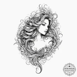 Tattoo sketch mermaid tattoo, concept art for... - эскиз тату (№1756398063_0, 28.08.2025 16:21) — tattoo-photo.ru