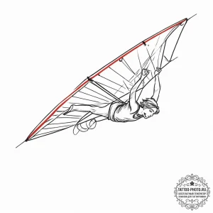 Tattoo sketch hang gliding a person in the ai... - эскиз тату (№1756404029_0, 28.08.2025 18:00) — tattoo-photo.ru