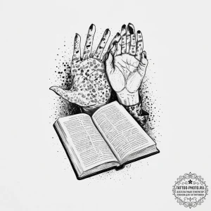 Tattoo sketch hands with a book, tattoo drawi... - эскиз тату (№1756405445_0, 28.08.2025 18:24) — tattoo-photo.ru