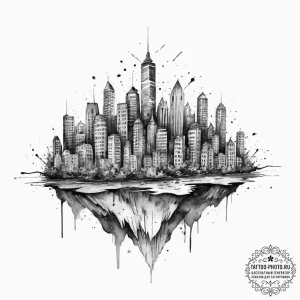 Tattoo sketch floating city, artistic tattoo... - эскиз тату (№1756405842_0, 28.08.2025 18:30) — tattoo-photo.ru