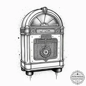Tattoo sketch 1950s diner with a jukebox, ink... - эскиз тату (№1756407041_0, 28.08.2025 18:50) — tattoo-photo.ru