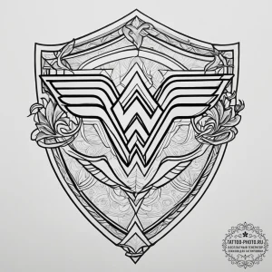 Tattoo sketch wonder woman shield, artistic t... - эскиз тату (№1756407844_0, 28.08.2025 19:04) — tattoo-photo.ru
