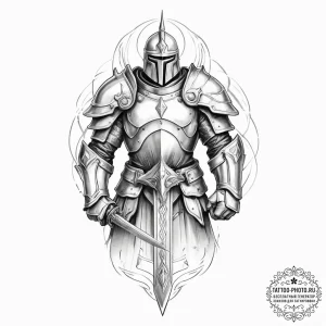 Tattoo sketch powerful paladin - эскиз тату (№1756408637_0, 28.08.2025 19:17) — tattoo-photo.ru