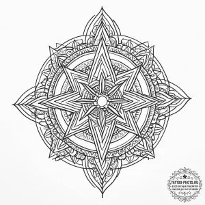 Tattoo sketch mountain with a star, tattoo li... - эскиз тату (№1756409042_0, 28.08.2025 19:24) — tattoo-photo.ru
