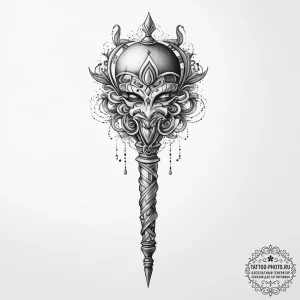 Tattoo sketch scepter, concept art for tattoo... - эскиз тату (№1756410448_0, 28.08.2025 19:47) — tattoo-photo.ru