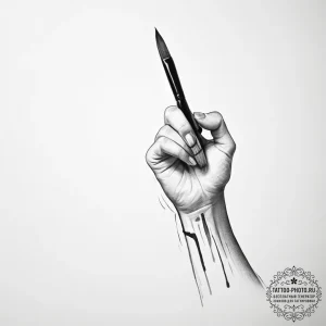 Tattoo sketch hands with a brush - эскиз тату (№1756410843_0, 28.08.2025 19:54) — tattoo-photo.ru