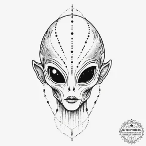 Tattoo sketch alien head, tattoo flash sheet... - эскиз тату (№1756413434_0, 28.08.2025 20:37) — tattoo-photo.ru