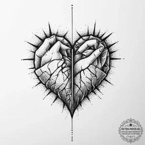 Tattoo sketch scene heart and broken lines, t... - эскиз тату (№1756414434_0, 28.08.2025 20:53) — tattoo-photo.ru