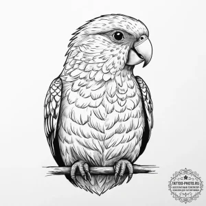 Tattoo sketch kakapo, ink illustration for ta... - эскиз тату (№1756416626_0, 28.08.2025 21:30) — tattoo-photo.ru