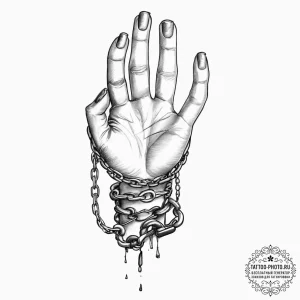 Tattoo sketch hands with a chain, tattoo flas... - эскиз тату (№1756417016_0, 28.08.2025 21:36) — tattoo-photo.ru