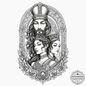 Tattoo sketch soldier with a king, ink illust... - эскиз тату (№1756417608_0, 28.08.2025 21:46) — tattoo-photo.ru