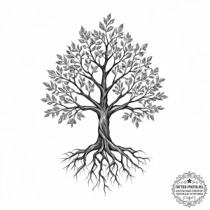 Tattoo sketch tree with a root, tattoo drawin... - эскиз тату (№1756418004_0, 28.08.2025 21:53) — tattoo-photo.ru