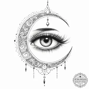 Tattoo sketch узор в виде глаза с луной - эскиз тату (№1756419997_0, 28.08.2025 22:26) — tattoo-photo.ru