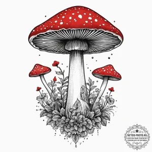 Tattoo sketch psychedelic era with a mushroom... - эскиз тату (№1756421961_0, 28.08.2025 22:59) — tattoo-photo.ru