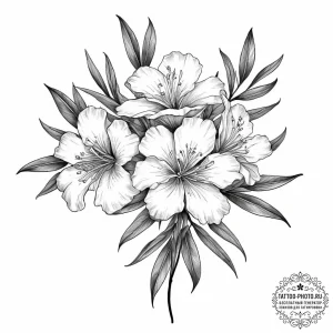 Tattoo sketch oleander flower, tattoo drawing... - эскиз тату (№1756426508_0, 29.08.2025 00:15) — tattoo-photo.ru