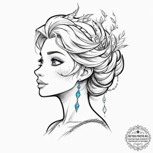 Tattoo sketch frozen elsa's silhouette - эскиз тату (№1756429250_0, 29.08.2025 01:00) — tattoo-photo.ru