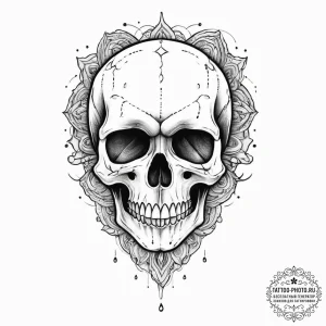 Tattoo sketch necromancer skull, tattoo line... - эскиз тату (№1756429447_0, 29.08.2025 01:04) — tattoo-photo.ru