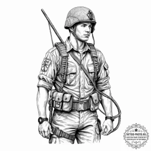 Tattoo sketch soldier with a rope, tattoo dra... - эскиз тату (№1756431605_0, 29.08.2025 01:40) — tattoo-photo.ru