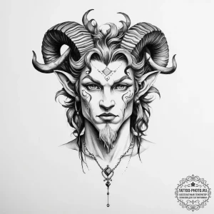 Tattoo sketch satyr - эскиз тату (№1756433761_0, 29.08.2025 02:16) — tattoo-photo.ru