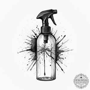 Tattoo sketch cleaner spray bottle, concept a... - эскиз тату (№1756436899_0, 29.08.2025 03:08) — tattoo-photo.ru