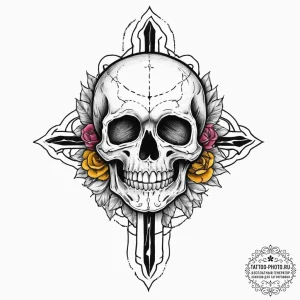 Tattoo sketch leather jacket with a skull on... - эскиз тату (№1756437689_0, 29.08.2025 03:21) — tattoo-photo.ru