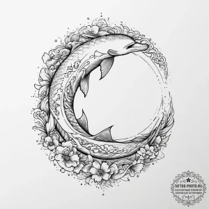 Tattoo sketch dolphin, tattoo drawing outline... - эскиз тату (№1756439278_0, 29.08.2025 03:47) — tattoo-photo.ru