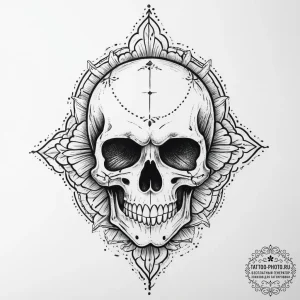 Tattoo sketch old school череп, artistic tatt... - эскиз тату (№1756439477_0, 29.08.2025 03:51) — tattoo-photo.ru