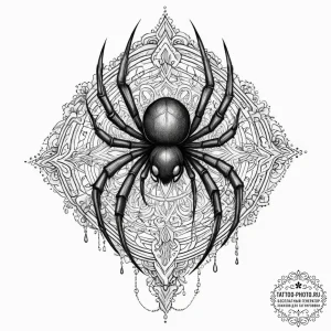 Tattoo sketch black widow spider, concept art... - эскиз тату (№1756442045_0, 29.08.2025 04:34) — tattoo-photo.ru