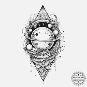 Tattoo sketch cosmic land, ink illustration f... - эскиз тату (№1756444815_0, 29.08.2025 05:20) — tattoo-photo.ru