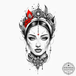 Tattoo sketch a spiritual figure, ink illustr... - эскиз тату (№1756447775_0, 29.08.2025 06:09) — tattoo-photo.ru