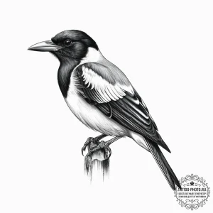 Tattoo sketch magpie, tattoo line art, realis... - эскиз тату (№1756449557_0, 29.08.2025 06:39) — tattoo-photo.ru